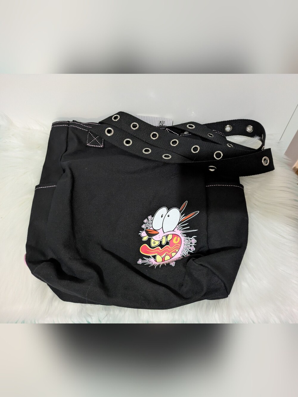 Courage The Cowardly Dog Grommet Tote Bag With Charm Cartoon Network New! - Picture 4 of 8